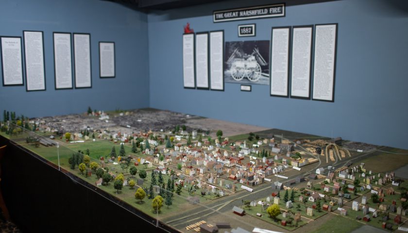 Fire diorama at Marshfield Heritage Museum